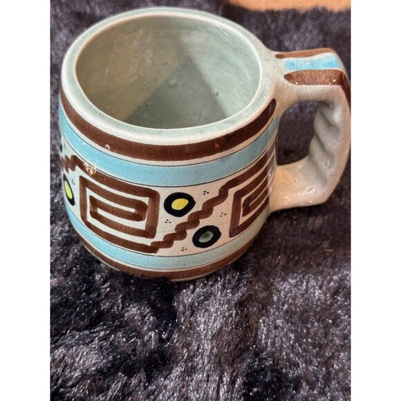 Tonala Pottery Oversized Mugs Geometric & Floral Patterns Set Of 2 - Picture 6 of 10